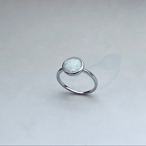 ⭐️TOP SELLER⭐️ Sterling Silver White Lab Opal Ring, Silver Rings, Stone Ring - Picture 13 of 14